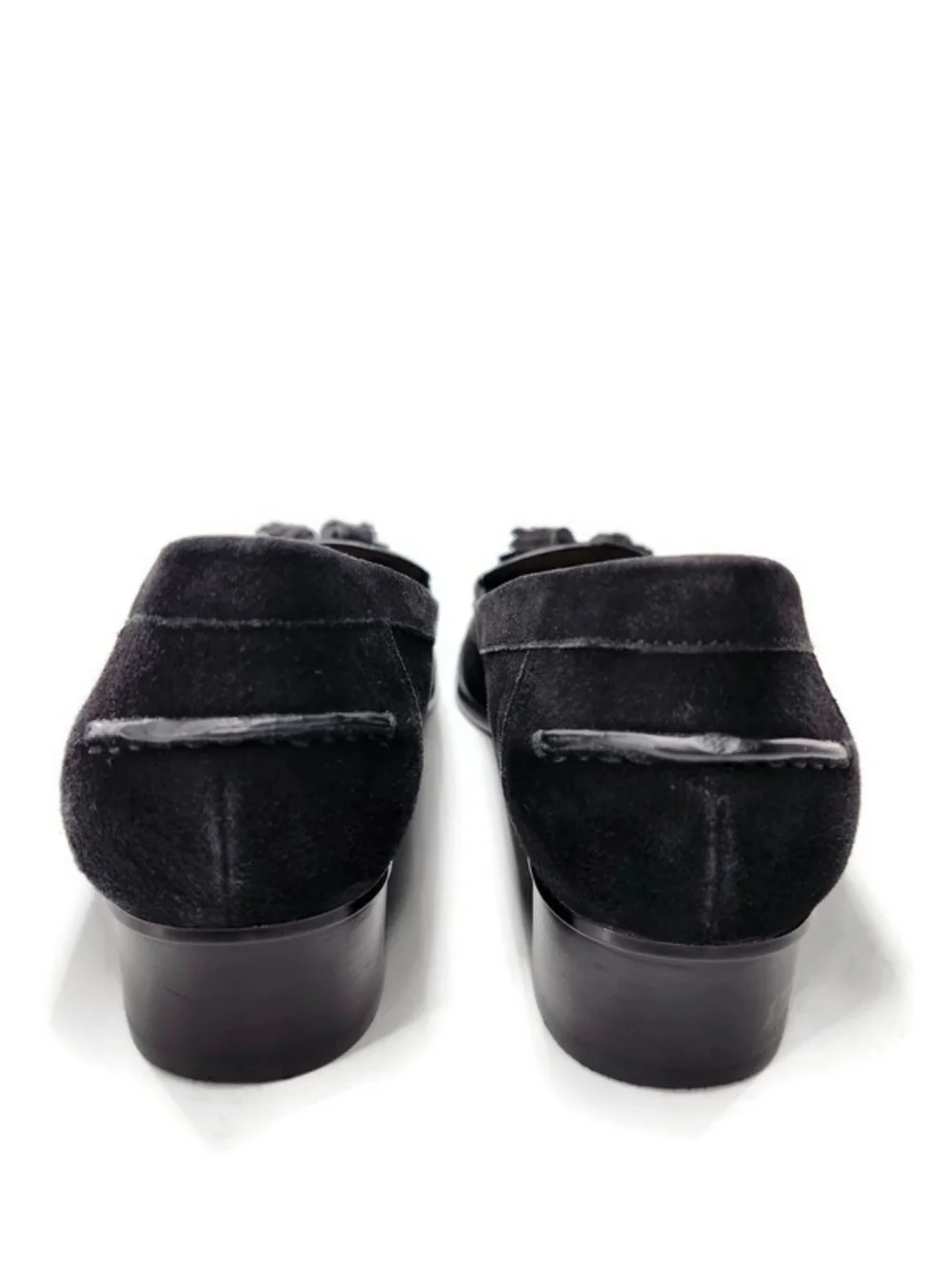 Lauren Ralph Lauren Pomona Black Suede Moc-Toe Slip-On Tassel Penny Loafers